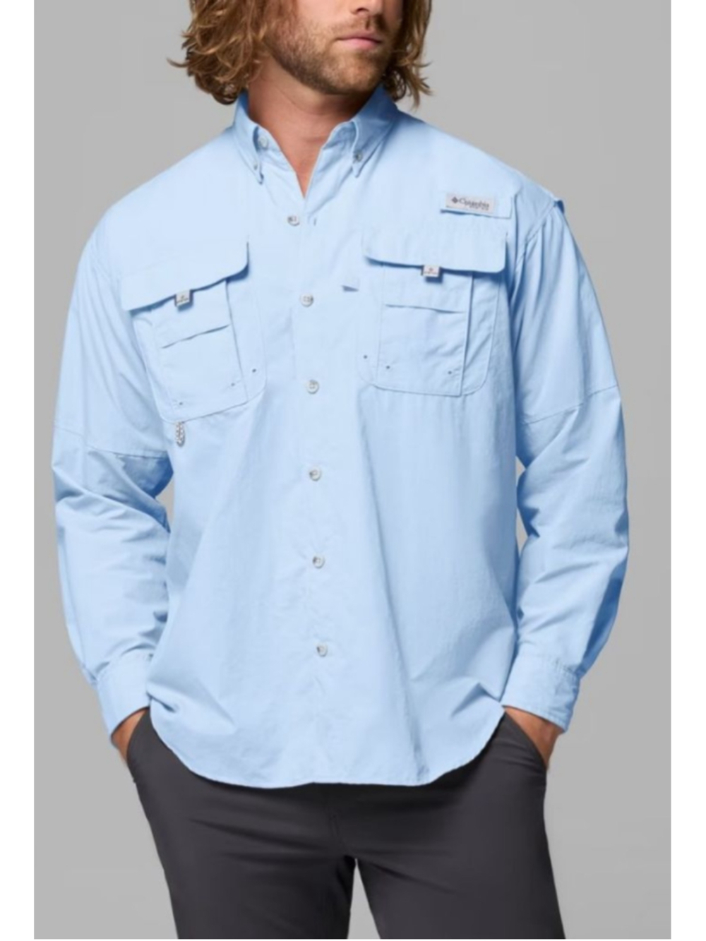Men's Columbia Light Blue PFG Casual Button Down Shirt XL
